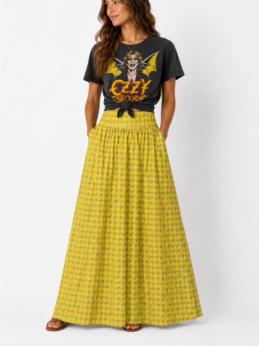 Sundance ‘Wild Impressions’ Yellow Maxi Skirt | Size Small